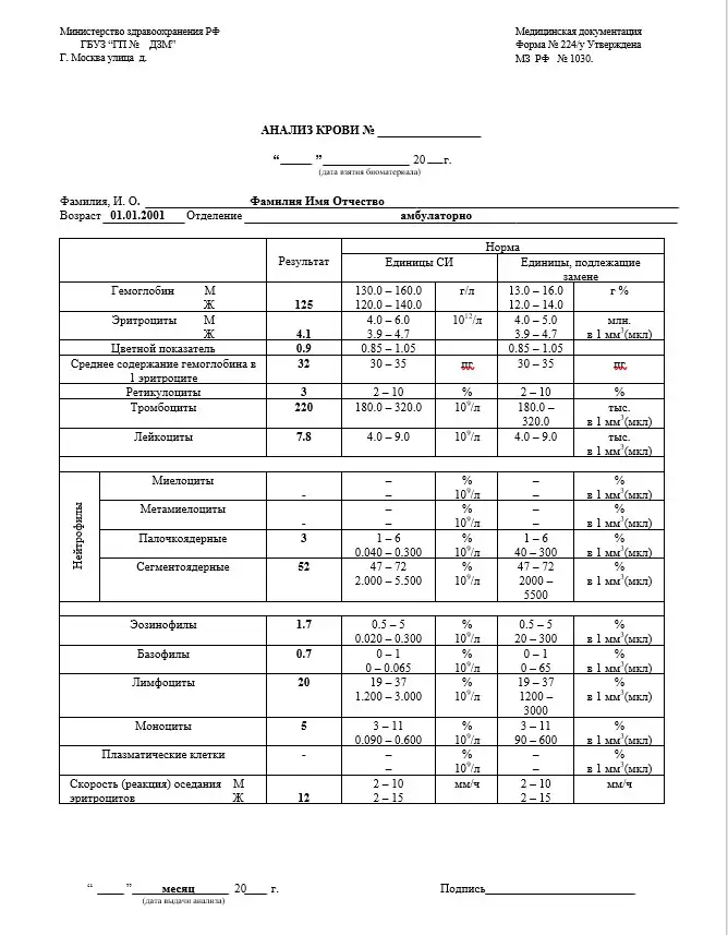 Заказать общий анализ крови — Зеленоград